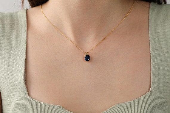 Oval Sapphire Necklace, September Birthstone ...
