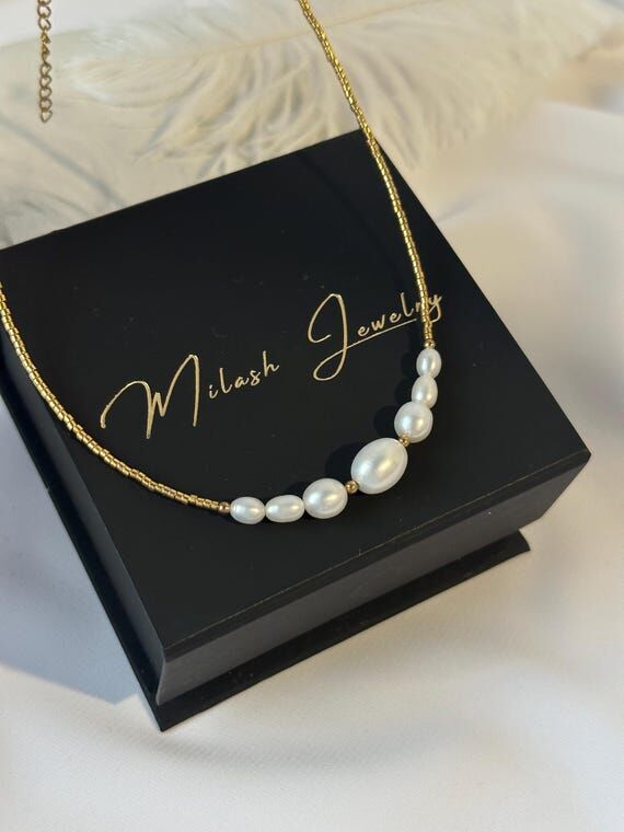 Gold Beaded Pearl Choker: Delicate Bridal Jew...
