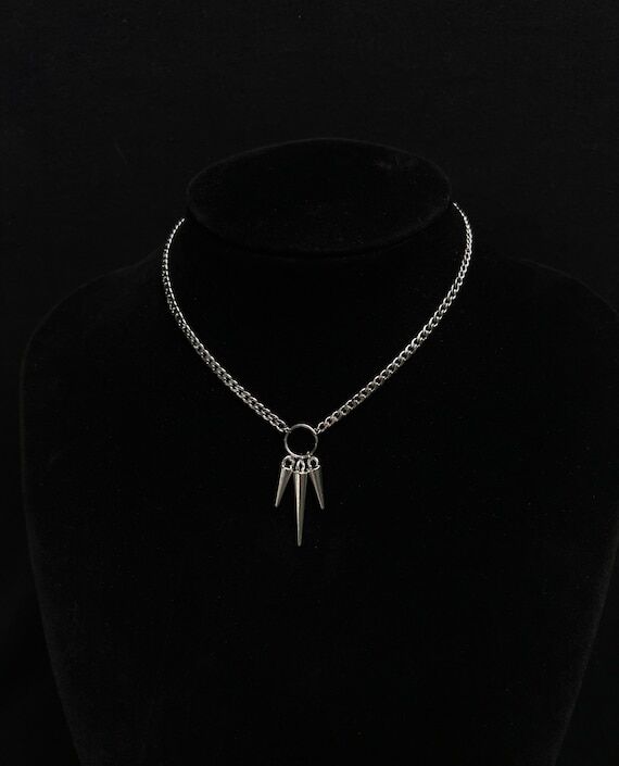 Stainless steel curb chain choker necklace wi...