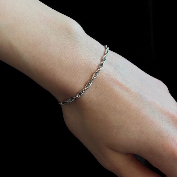 Twisted stainless steel bracelet, delicate un...