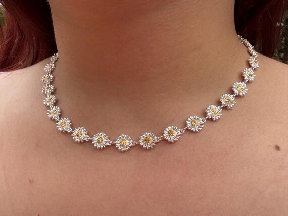 Sterling Silver Daisy Chain Necklace - April ...