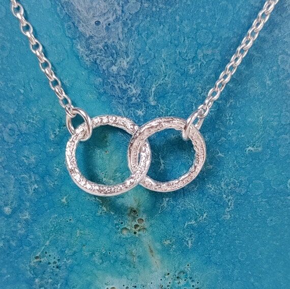 Dainty Sterling Silver Interlinked Circle Nec...