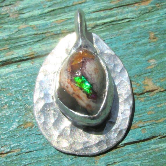Cantera Opal & Sterling Silver Pendant Handma...