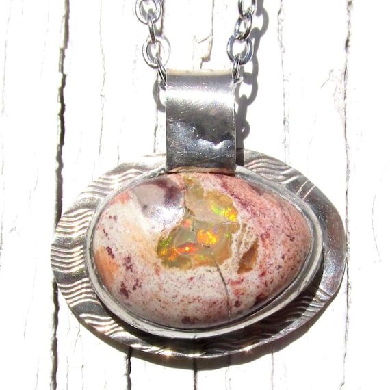 Cantera Opal & Sterling Silver Pendant on Sil...