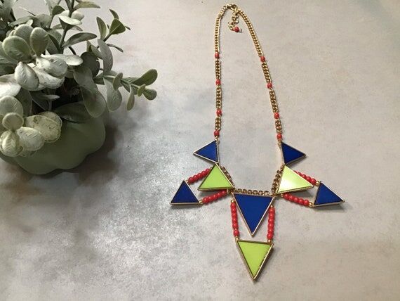 Vibrant Primary Color Necklace // Geometric N...
