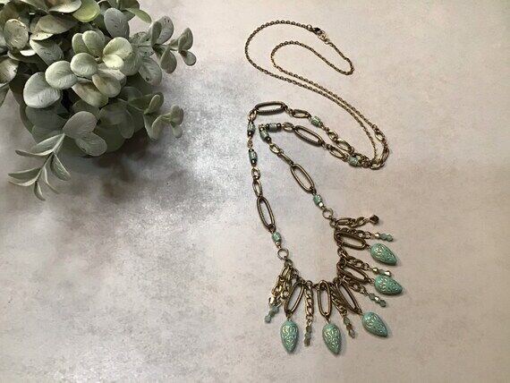 Long Beaded Fringe Necklace // BOHO Necklace ...