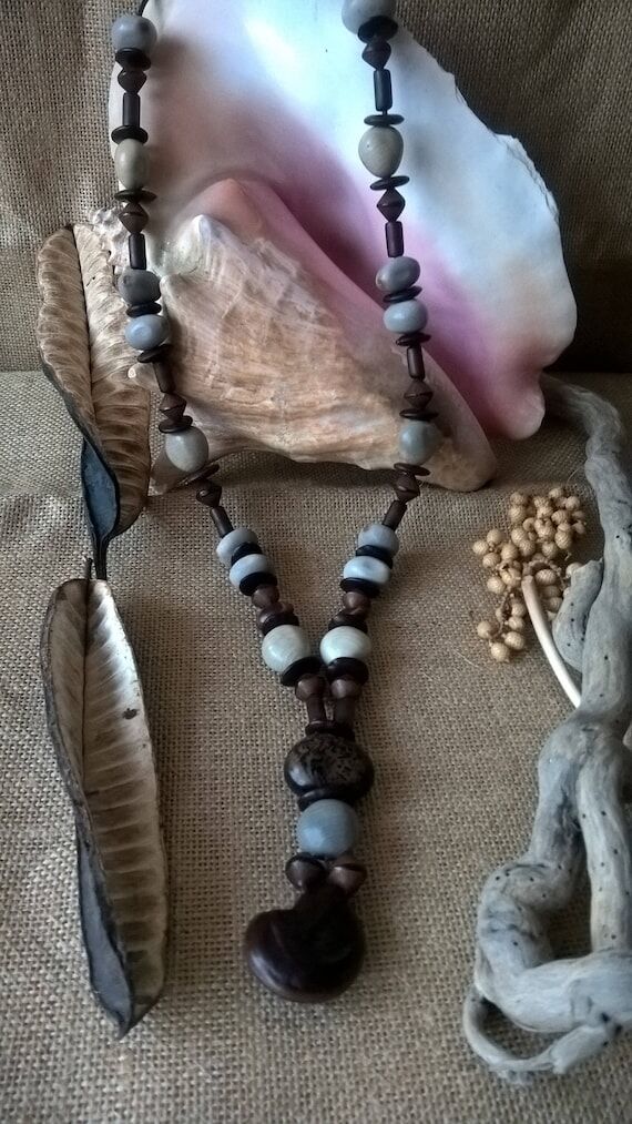 Ethnic necklace, seed necklace, handmade jewe...