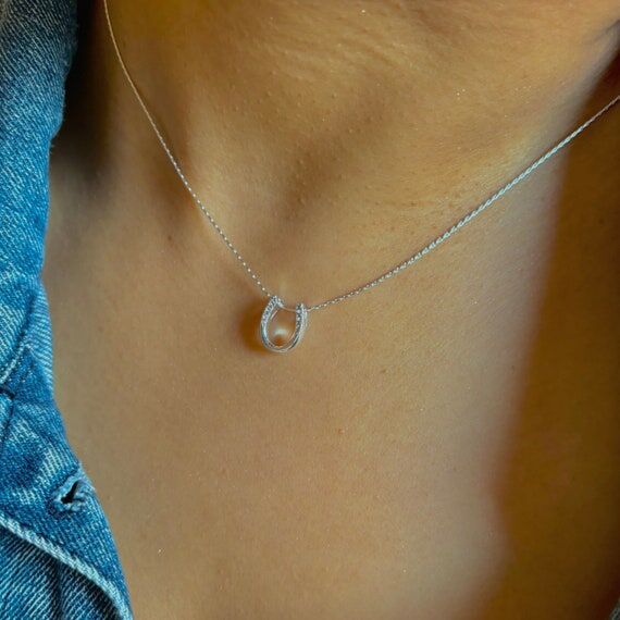 Sterling Silver Horseshoe Necklace: Lucky Cow...