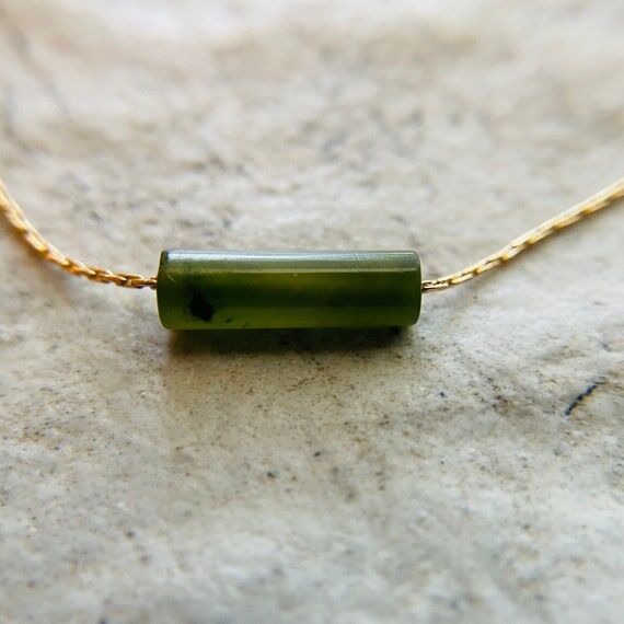 Genuine Nephrite Jade Necklace: Gold Filled S...