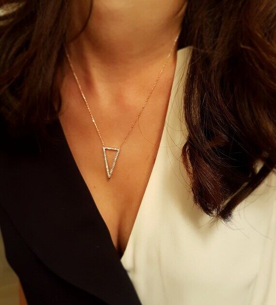 Diamond Triangle Necklace / Modern, Delicate ...