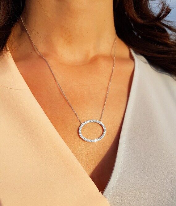 Delicate Dainty Elegant Diamond Paved Open O...