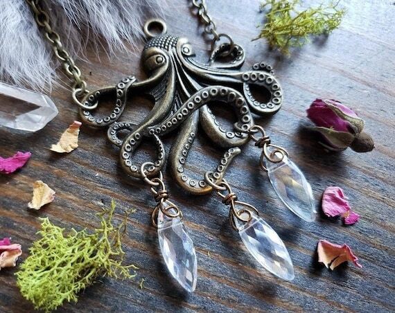 Steampunk Octopus Necklace | Statement Neckla...