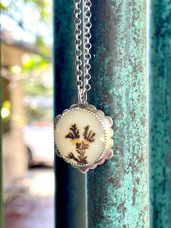 Scenic Agate Pendant Necklace: Handcrafted In...