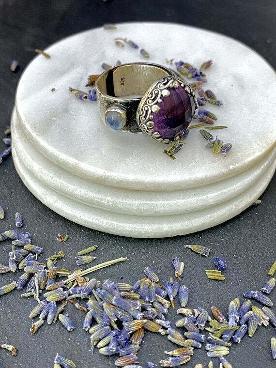 Handmade Sterling Silver Amethyst & Moonstone...