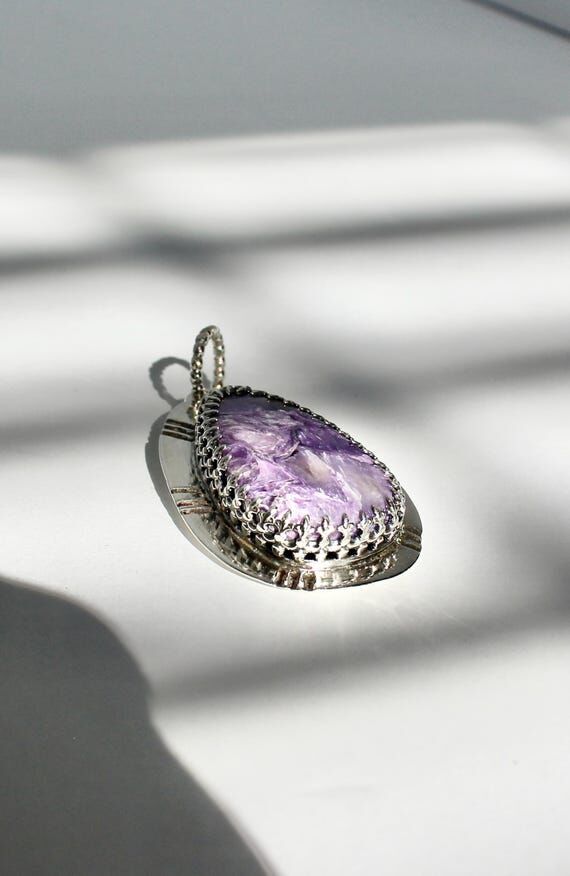Pendant Necklace Charoite Handmade Sterling ...