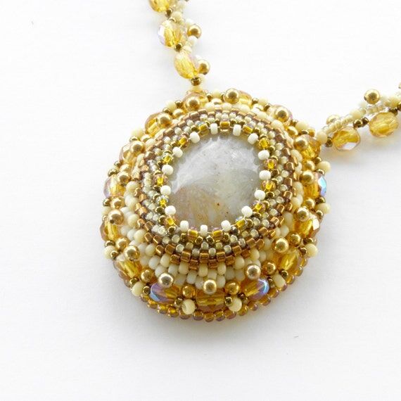Fossil Coral Pendant Necklace: Edwardian Bead...