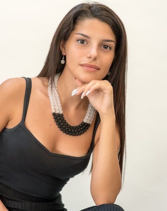 Handmade Sandblasted Murano Glass Necklace, V...