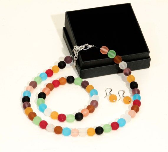 Murano Glass Jewelry Set – Handmade Frosted...