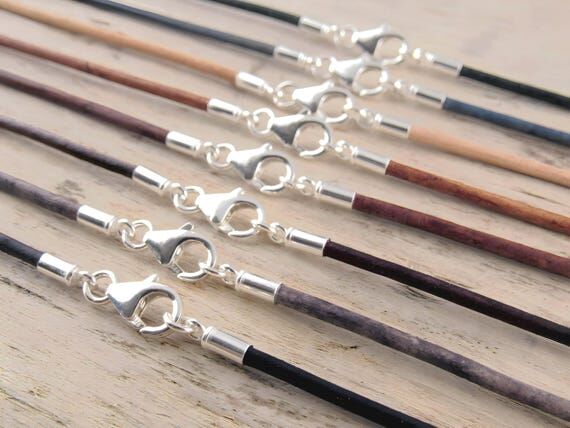2mm Leather Necklace Cord with Sterling Silve...