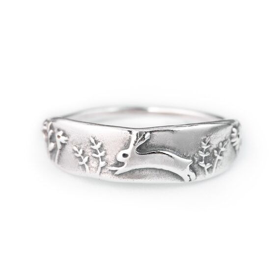 Handmade Bunny Field Ring, Solid Sterling Sil...