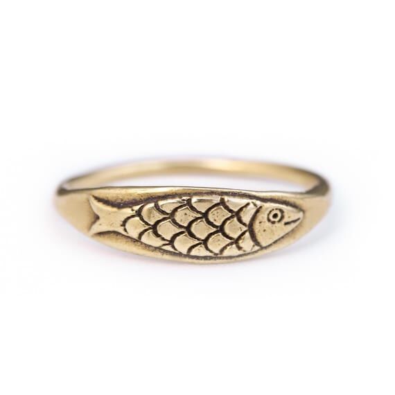 Fish Ring, Solid Sterling Silver, Bronze, or ...