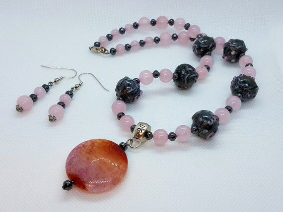 Dragons Vein Agate Gemstone Pendant Necklace ...