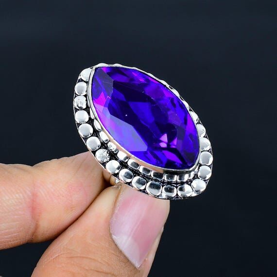 Faceted Purple Tourmaline Adjustable Ring: Ma...