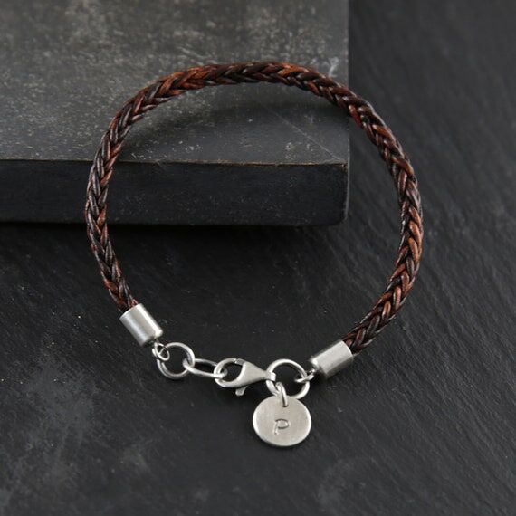 Personalized Braided Leather Bracelet: Oxidiz...