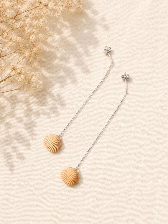 Long handmade shell earrings – real shells ...