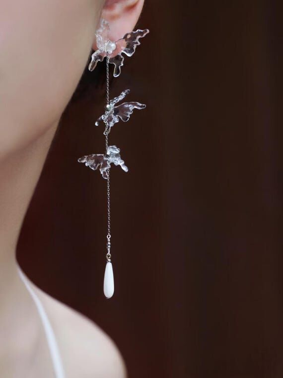 Convertible Butterfly Drop Earrings: Crystal ...