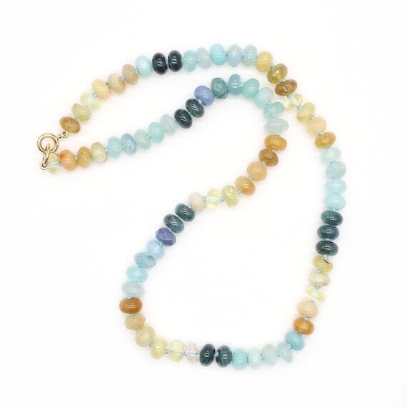 Hand-Knotted Gemstone Necklace, Opal, Moonsto...
