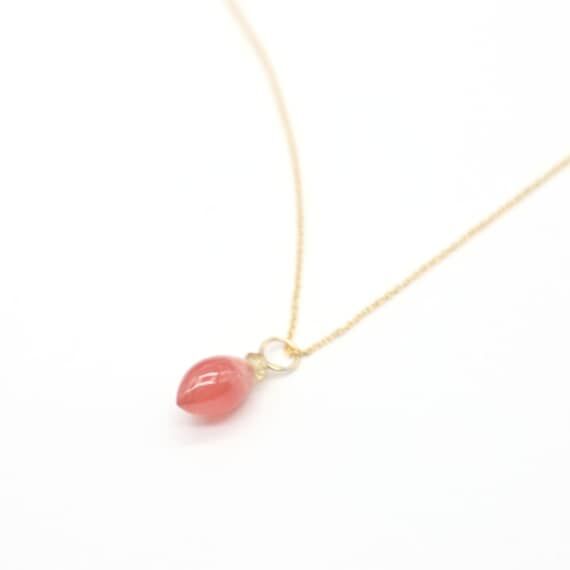 Gemstone Drop Charm in Rhodocrosite and Zirco...