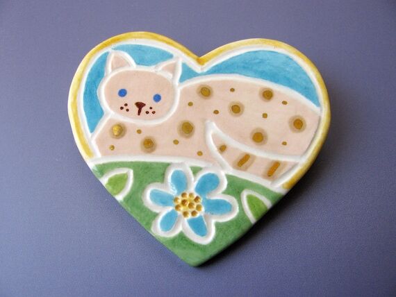 Love My Kitty Brooch - Handmade Earthenware ...