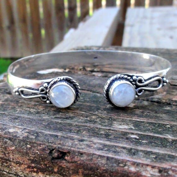 925 Rainbow Moonstone Sterling Silver Bangle ...