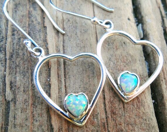 Handmade Sterling Silver Heart Dangle Earring...