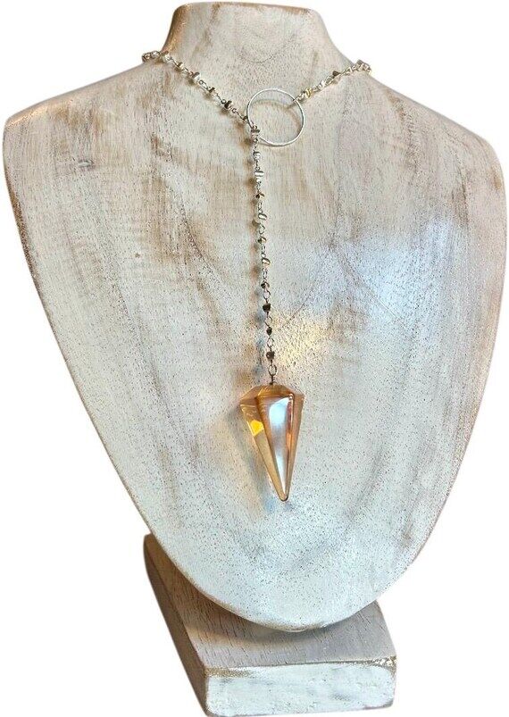 Golden Aura pendulum lariat Y necklace, silve...