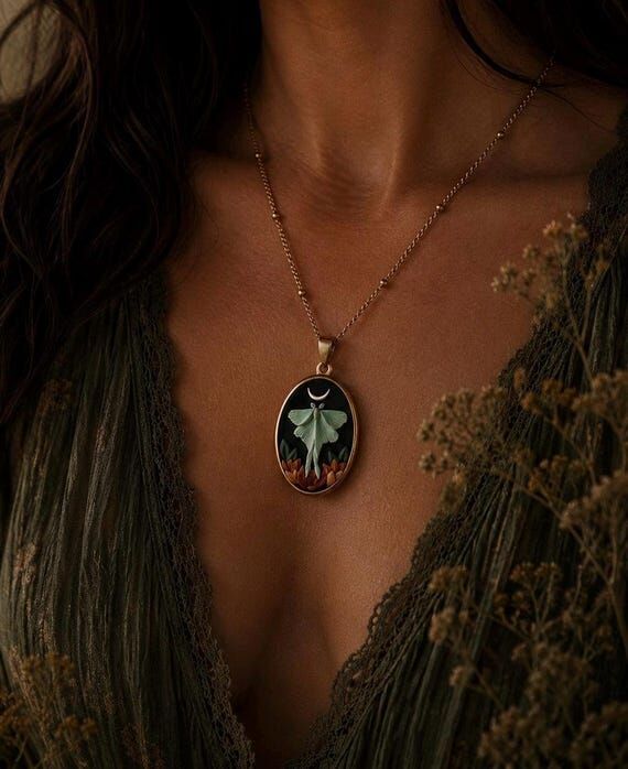 Luna Moth Pendant Necklace | Moth and the Moo...