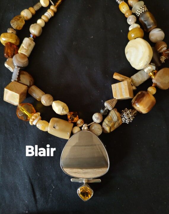Handmade Custom Designer Beaded Necklace. Gem...