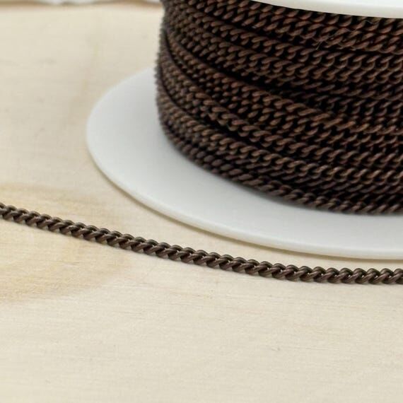 Antiqued Copper Dainty Wheat Chain For Neckla...