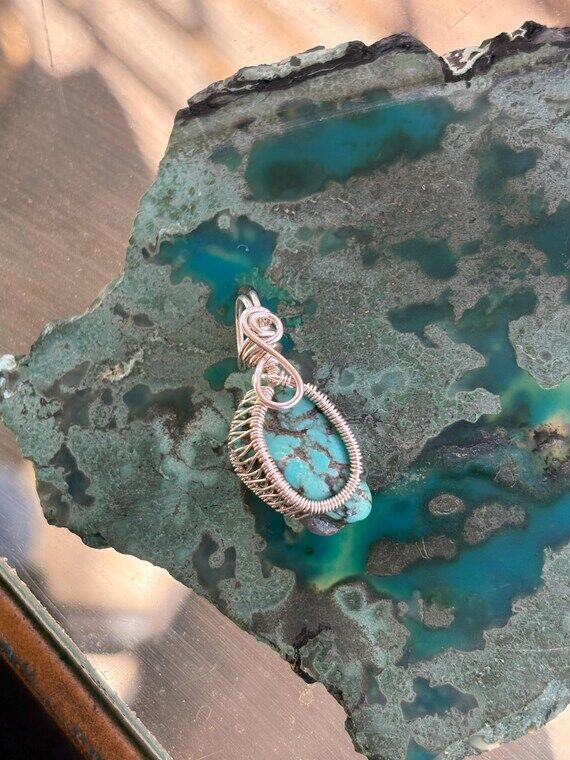 Turquoise Wire Wrap Pendant Unique Turquoise ...
