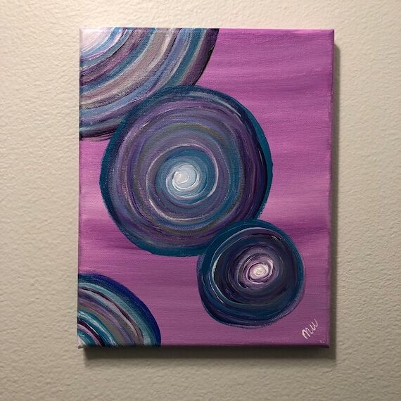 Original Abstract Circle Painting Lavender Ba...