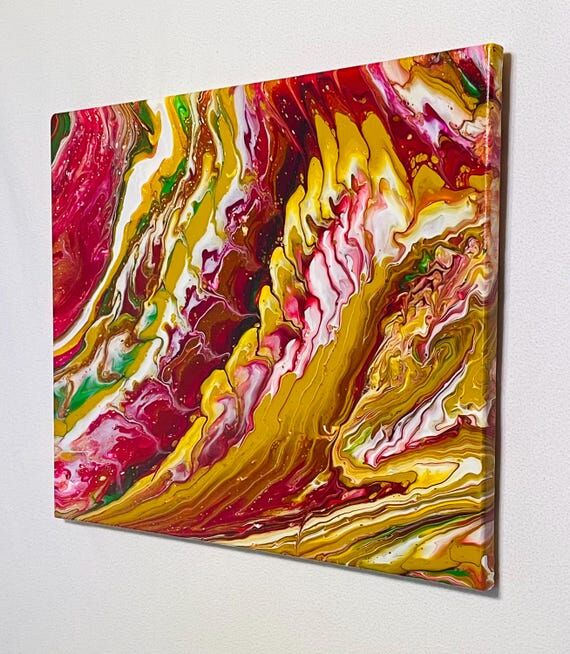 Abstract Boho Colorful Acrylic Pour Painting ...