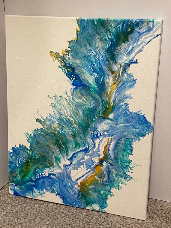 Abstract White, Blue, Yellow, Green Acrylic F...