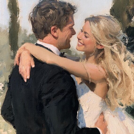 Custom Wedding Portrait from Photo,Hand Paint...