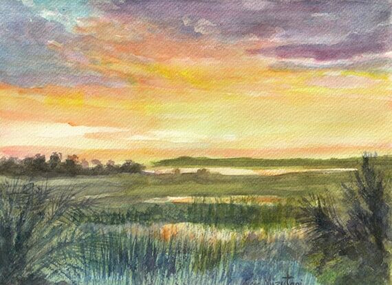 Custom watercolor landscape, painting from y...
