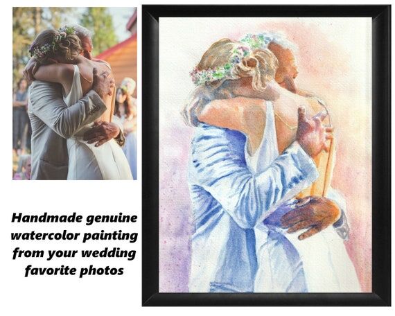 Custom wedding watercolor painting, portrait ...