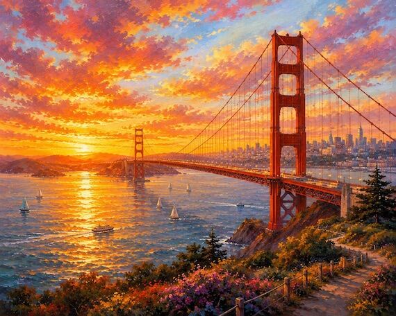 Golden Gate Bridge at Sunset, San Francisco P...