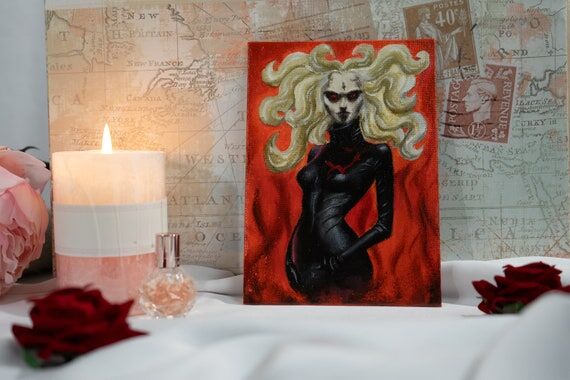 Witch oil painting magical handmade acrylic p...