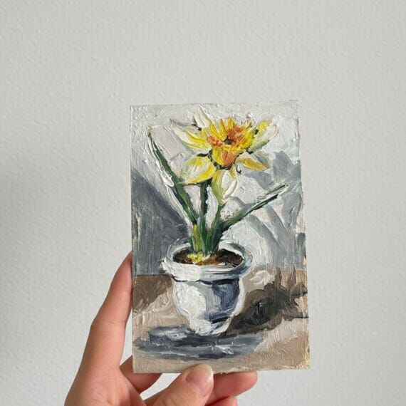 Daffodil Oil Painting – Small Floral Still ...