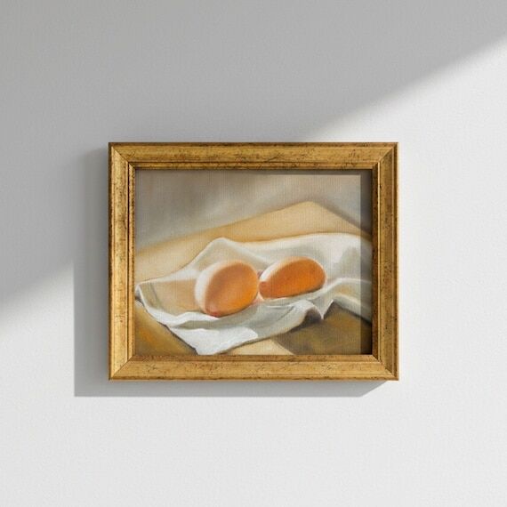 Egg Still Life Oil Painting – Framed Kitche...